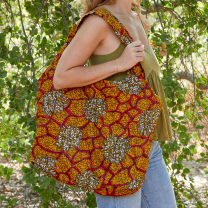 Compact Kitenge Tote Bag- "Mums the Word"