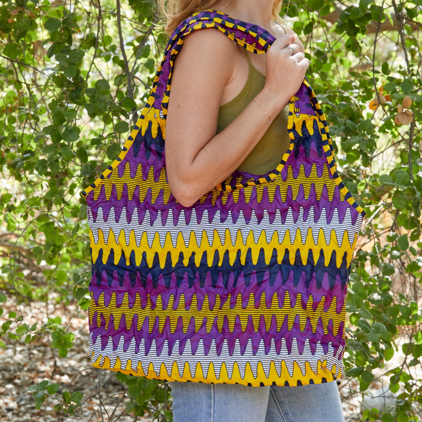 Compact Kitenge Tote Bag- "Frequency"